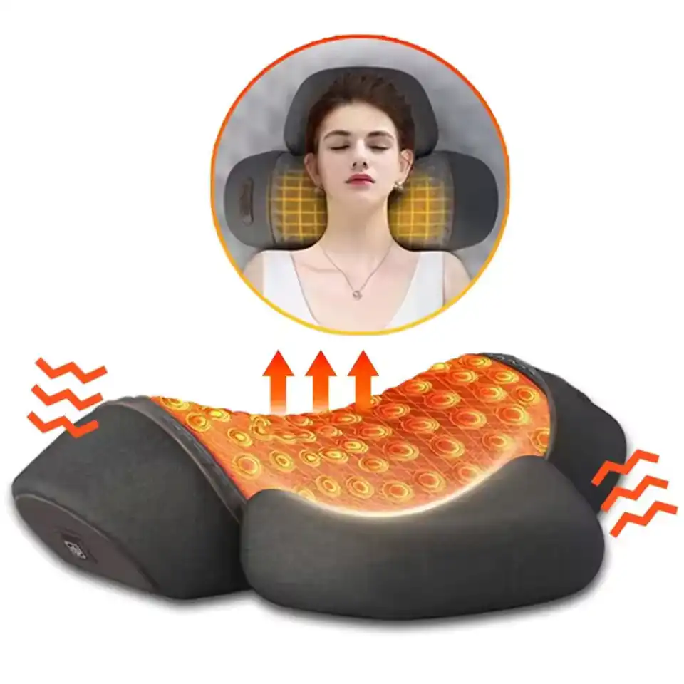 Electric Neck Massage Pillow Heating Vibration Neck Massager Back Cervical Traction Relax Sleeping Memory Foam
